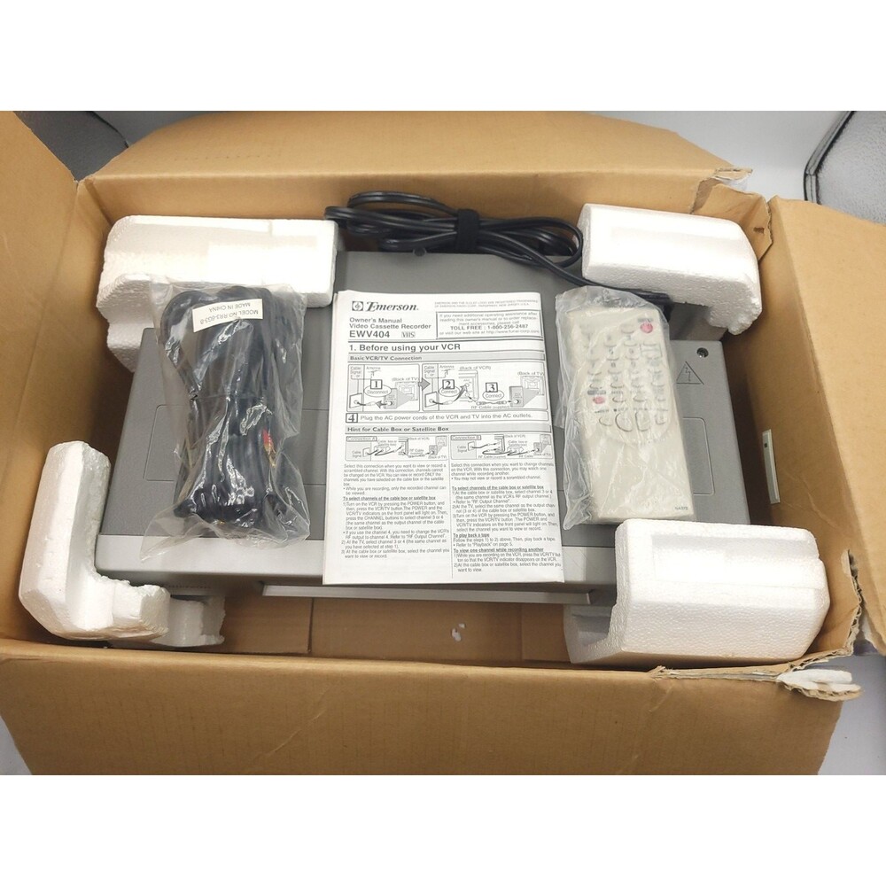 Emerson EWV404 DA-4Head VHS VCR  RE-NEWED  with Remote, Manual,and RCA Cable